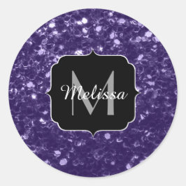 Adesivo Glitter ultra violeta escura brilha monograma
