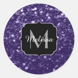 Adesivo Glitter ultra violeta escura brilha monograma