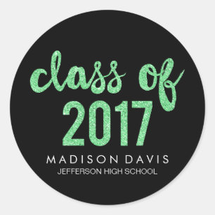 Adesivo Glitter Verde Chic   Classe de graduação de 2017