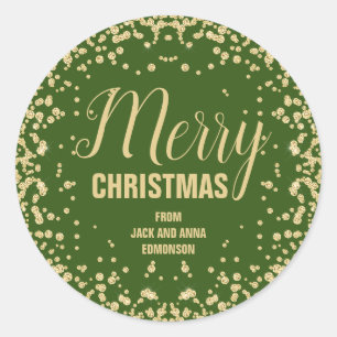 Adesivo Glitter Verde Dourado Feliz Natal
