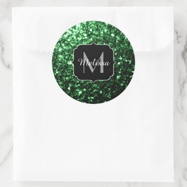 Adesivo Glitter verde escuro brilha monograma (Bolsa)
