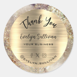 Adesivo Glitter Watercolor e Foil Elegante Obrigado