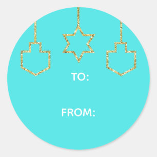 Adesivo "Glittered Star & Dreidel" Feliz Chanukah