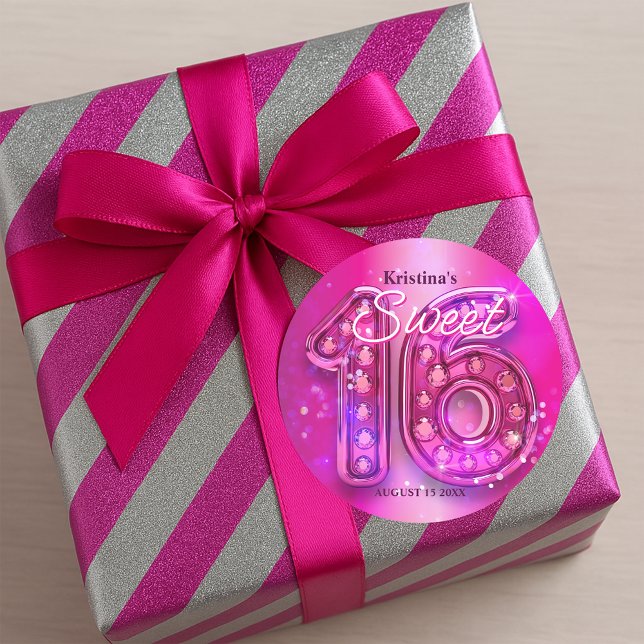 Adesivo Glittering Hot Pink Jewel Sweet Sixteen  (Criador carregado)