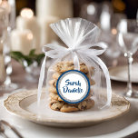 Adesivo Glittery Bat Mitzvah Marinho Blue and Silver Favor<br><div class="desc">Este design de tendência apresenta brilho falso cintilante em camadas sobre um fundo de cor sólida. Use o formulário modelo para adicionar suas próprias informações. O recurso "Personalizar" pode ser usado para alterar o estilo,  a cor e o layout da fonte.</div>