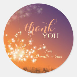 Adesivo Glittery Dandelion Wedding Obrigado