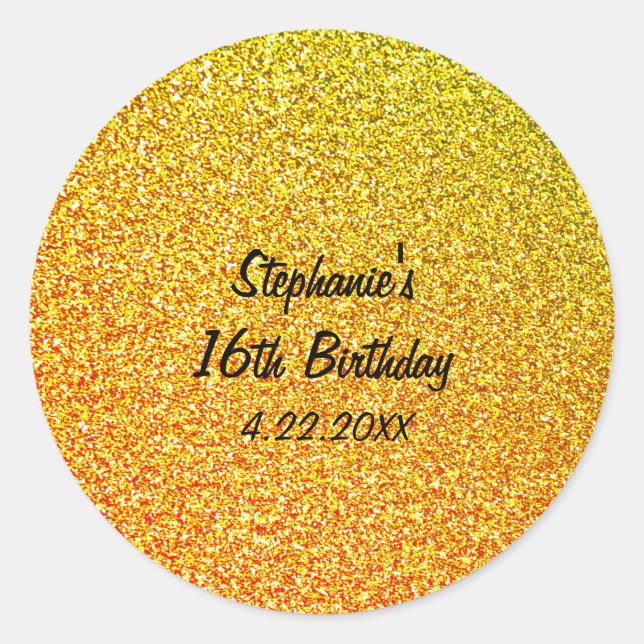 Adesivo Glittery Dourado Sweet Sessenta e dezesseis Festas (Frente)