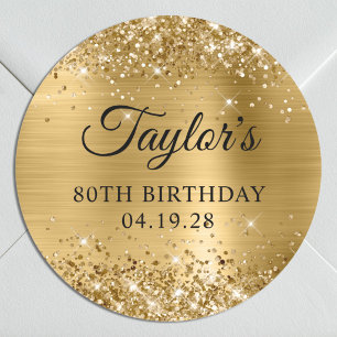 Adesivo Glittery Gold Foil 80th Birthday