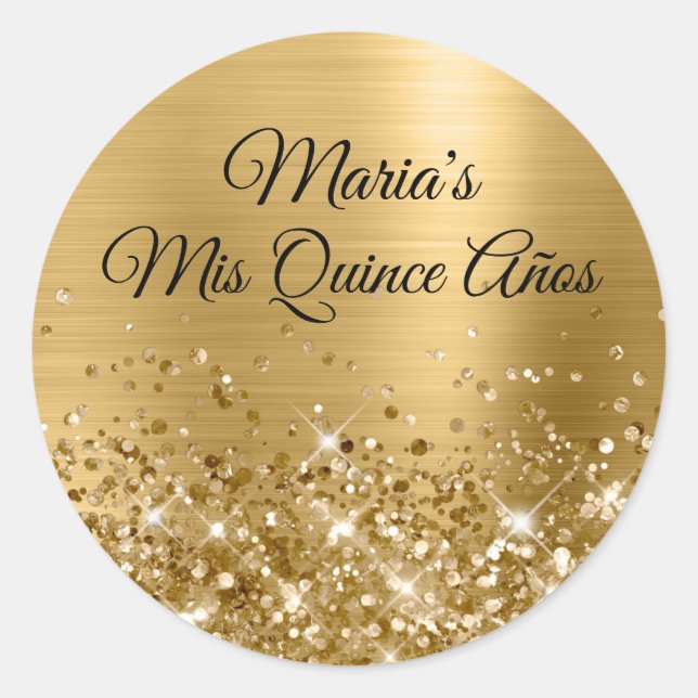 Adesivo Glittery Gold Foil Mis Quince Años (Frente)