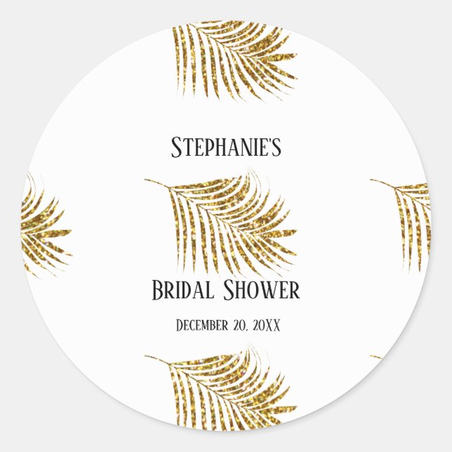 Adesivo Glittery Gold Palm Tree Leaf Wedding Bridal Shower (Frente)