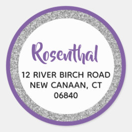 Adesivo Glittery Purple & Silver Return Address