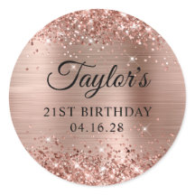 Glittery Rose Gold Foil Aniversário de 21 anos