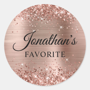 Adesivo Glittery Rose Gold Foil Casamento Favorito do Noiv