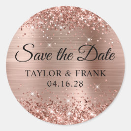 Adesivo Glittery Rose Gold Foil Casamento Salve a Data