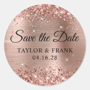 Adesivo Glittery Rose Gold Foil Casamento Salve a Data
