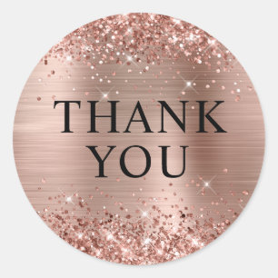 Adesivo Glittery Rose Gold Foil Obrigado