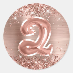 Adesivo Glittery Rose Gold Folha Número 2 Aniversário