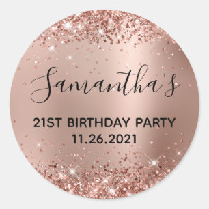 Adesivo Glittery Rose Gold Glam Gradiente Aniversário de 2