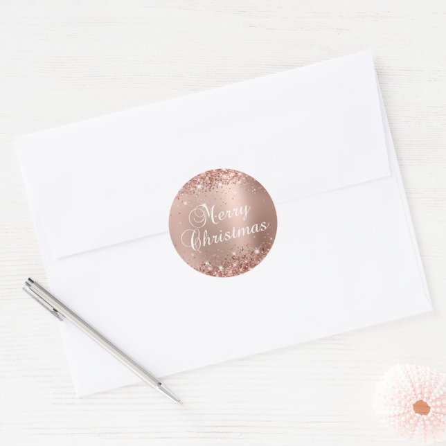 Adesivo Glittery Rose Gold Glam Gradiente Feliz Natal (Envelope)