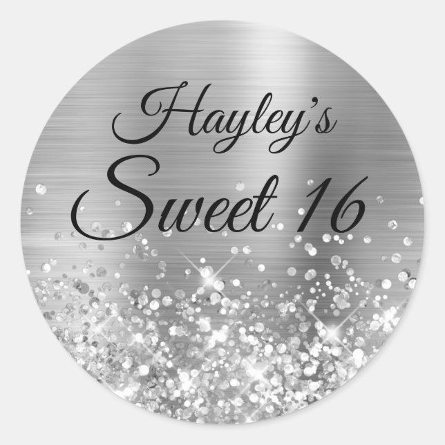Adesivo Glittery Silver Sweet 16 (Frente)