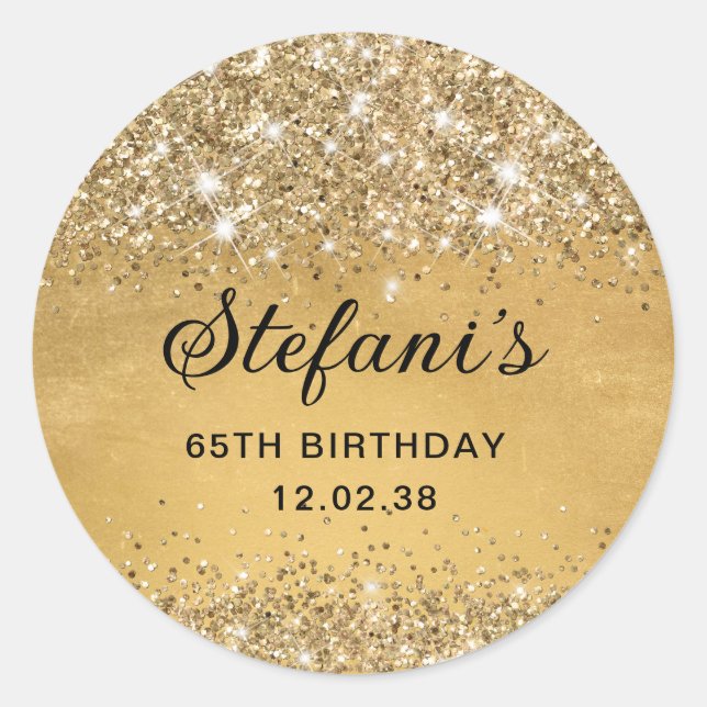 Adesivo Glittery Soft Gold Foil 65th Birthday Classic (Frente)