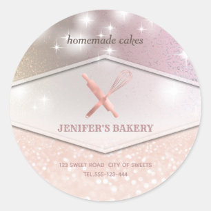 Adesivo Glittery sparkle roling pin & whisky chef bakery 