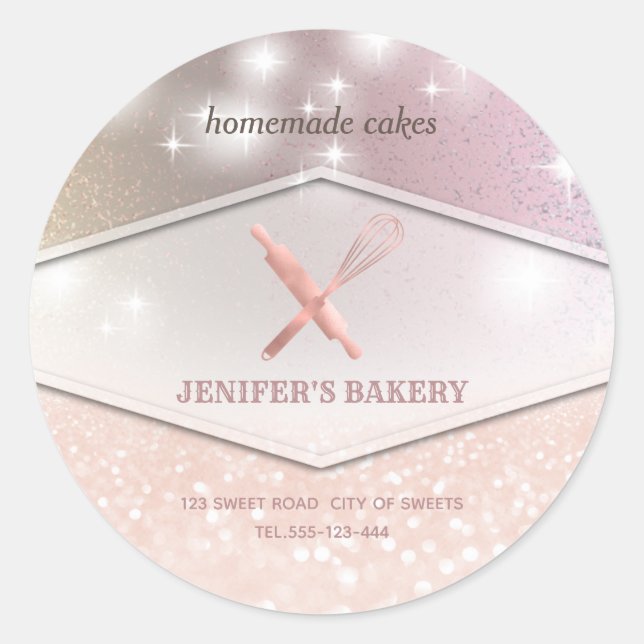 Adesivo Glittery sparkle roling pin & whisky chef bakery (Frente)