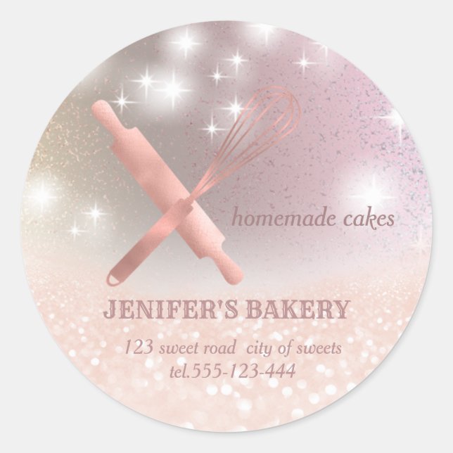 Adesivo Glittery sparkle roling pin & whisky chef bakery (Frente)
