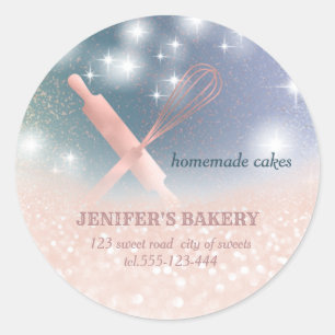 Adesivo Glittery sparkle roling pin & whisky chef bakery