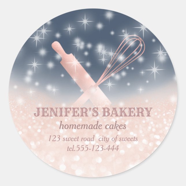 Adesivo Glittery sparkle roling pin & whisky chef bakery (Frente)
