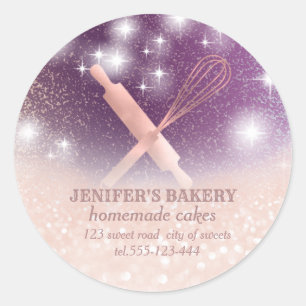 Adesivo Glittery sparkle roling pin & whisky chef bakery