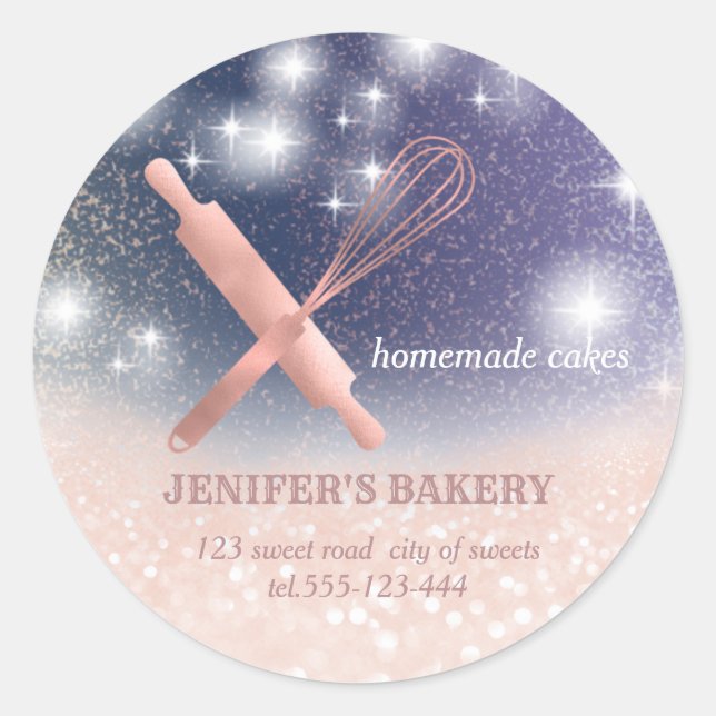 Adesivo Glittery sparkle roling pin & whisky chef bakery (Frente)