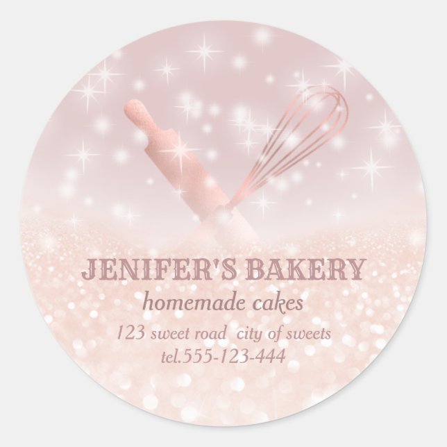 Adesivo Glittery sparkle roling pin & whisky chef bakery (Frente)