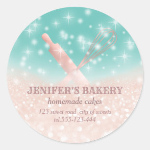 Adesivo Glittery sparkle roling pin & whisky chef bakery