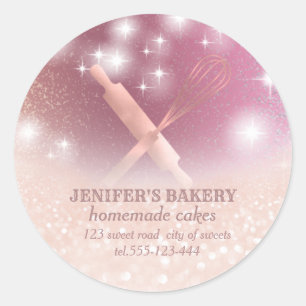 Adesivo Glittery sparkle roling pin & whisky chef bakery
