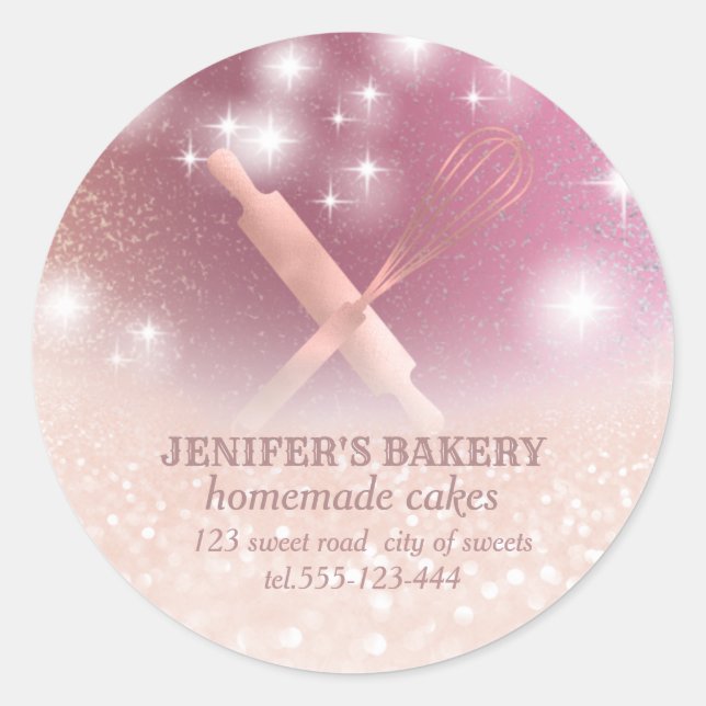 Adesivo Glittery sparkle roling pin & whisky chef bakery (Frente)