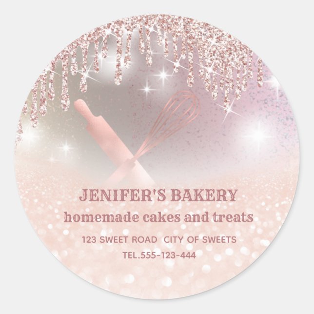 Adesivo Glittery sparkle roling pin & whisky chef bakery (Frente)