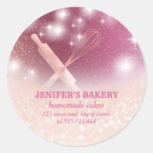 Adesivo Glittery sparkle roling pin & whisky chef bakery