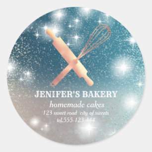 Adesivo Glittery sparkle roling pin & whisky chef bakery