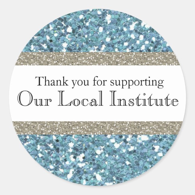 Adesivo Glitzy Blue Glitter Selo Personalizado (Frente)