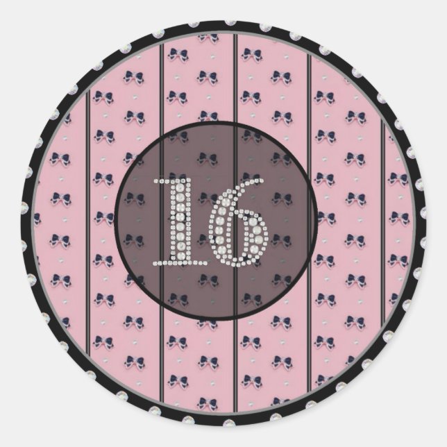 Adesivo Glitzy Sweet 16 Alicertos De Aniversário (Frente)