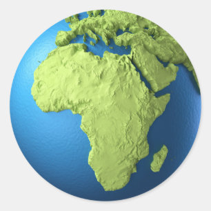 Adesivo Globe 3d Isolado Em Branco. África continental