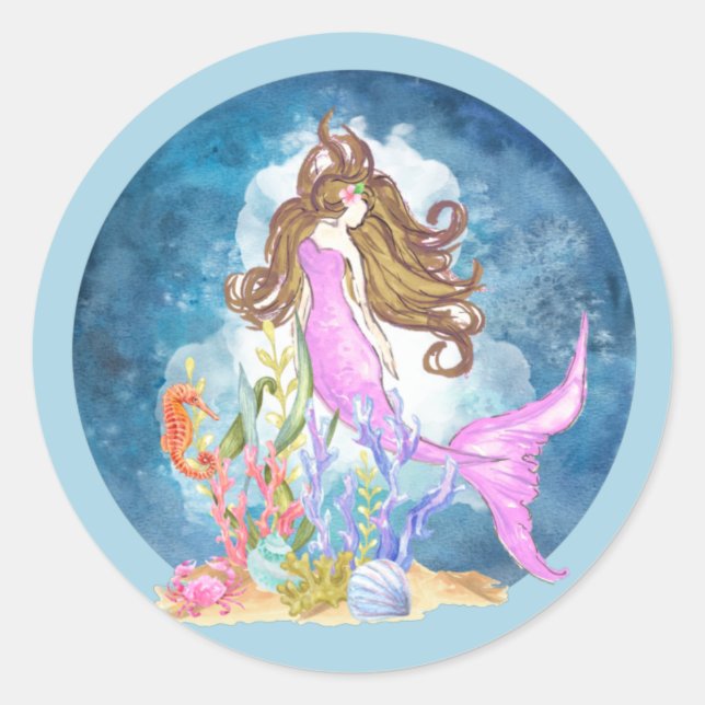 Adesivo Globo de Mermaid Watercolor (Frente)