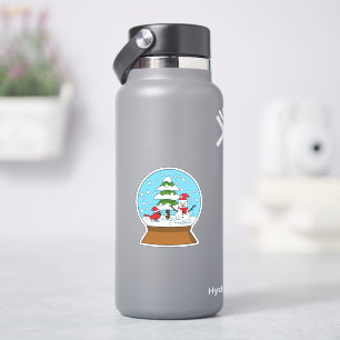 Adesivo Globo de Neve com Cardeal Snowman e Pine Tree