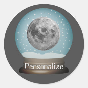 Adesivo Globo de neve lua espaço Ficha científica de inver