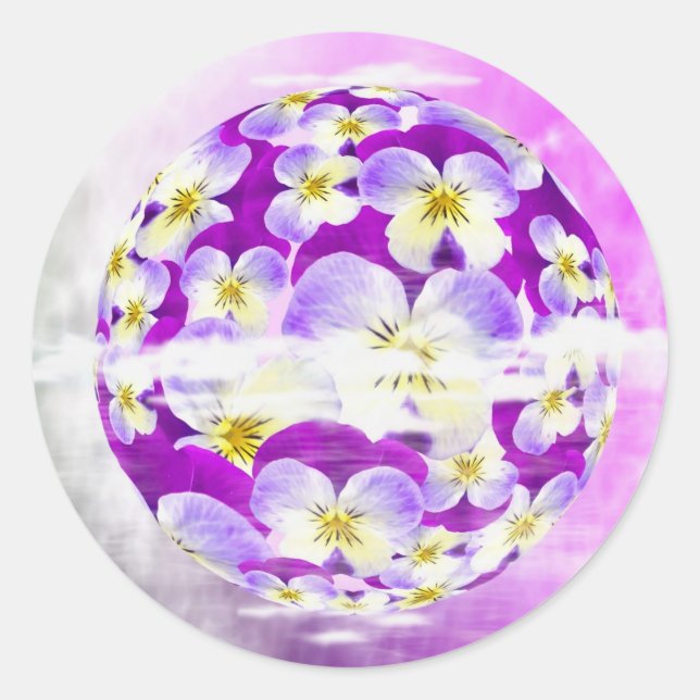 Adesivo Globo de padrão de flores violeta sutil e simples (Frente)