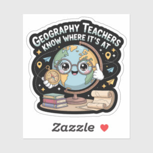 Adesivo Globo Fofo Kawaii com Bússola – Geografia Divertid