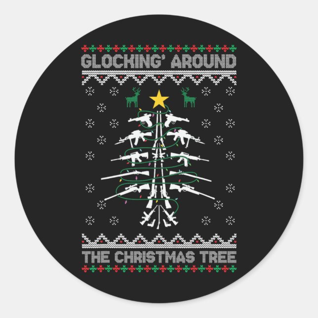 Adesivo Glocking em Torno da Árvore de Natal Suéter de Nat (Frente)