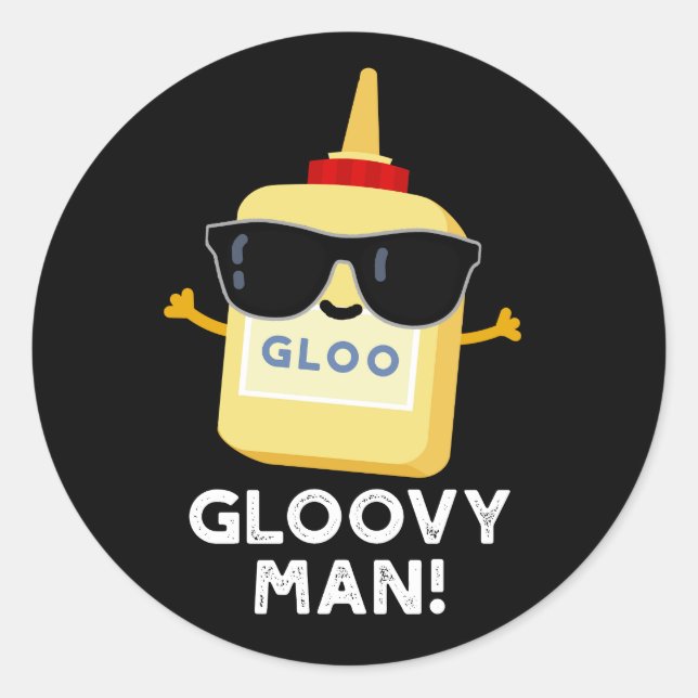 Adesivo Gloovy Man Funny Super Glue Pun Dark BG (Frente)