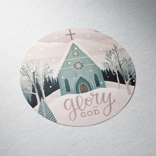 Adesivo Glória a Deus Natal Religioso de Inverno Igreja